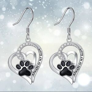 Always In My Heart Paw Dangle Earrings